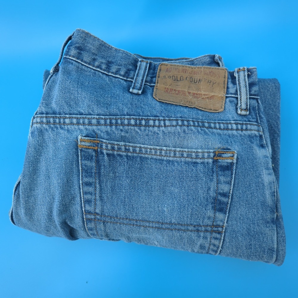VTG Polo Country Ralph Lauren Jeans Mens 40x32 Blue Denim Made in USA Distressed